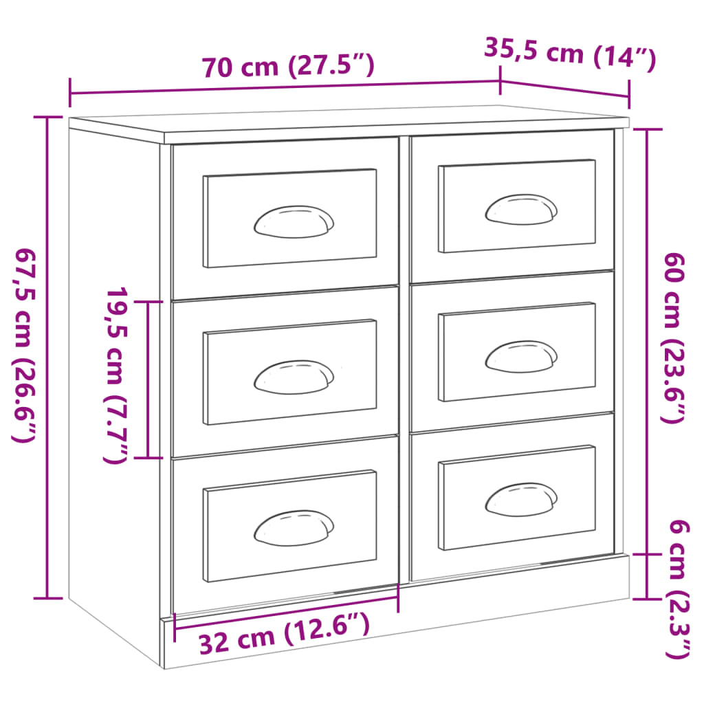 Buffets 3 pcs en bois travaillé.