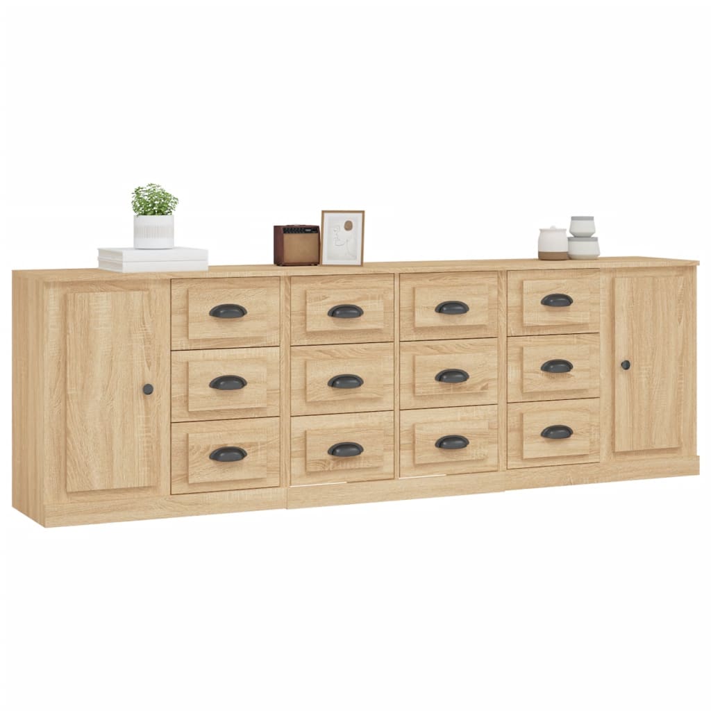 Buffets 3 pcs en bois travaillé.