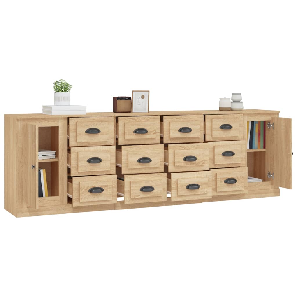 Buffets 3 pcs en bois travaillé.