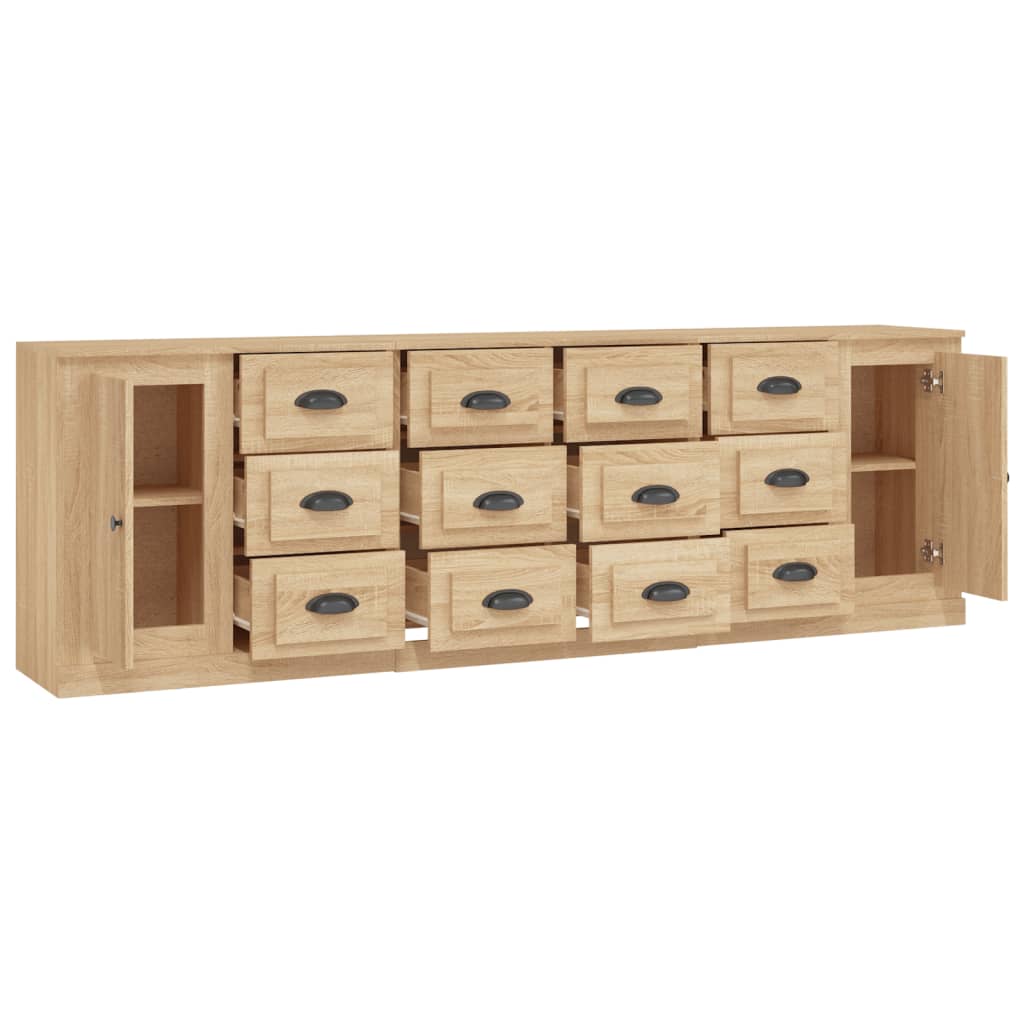 Buffets 3 pcs en bois travaillé.