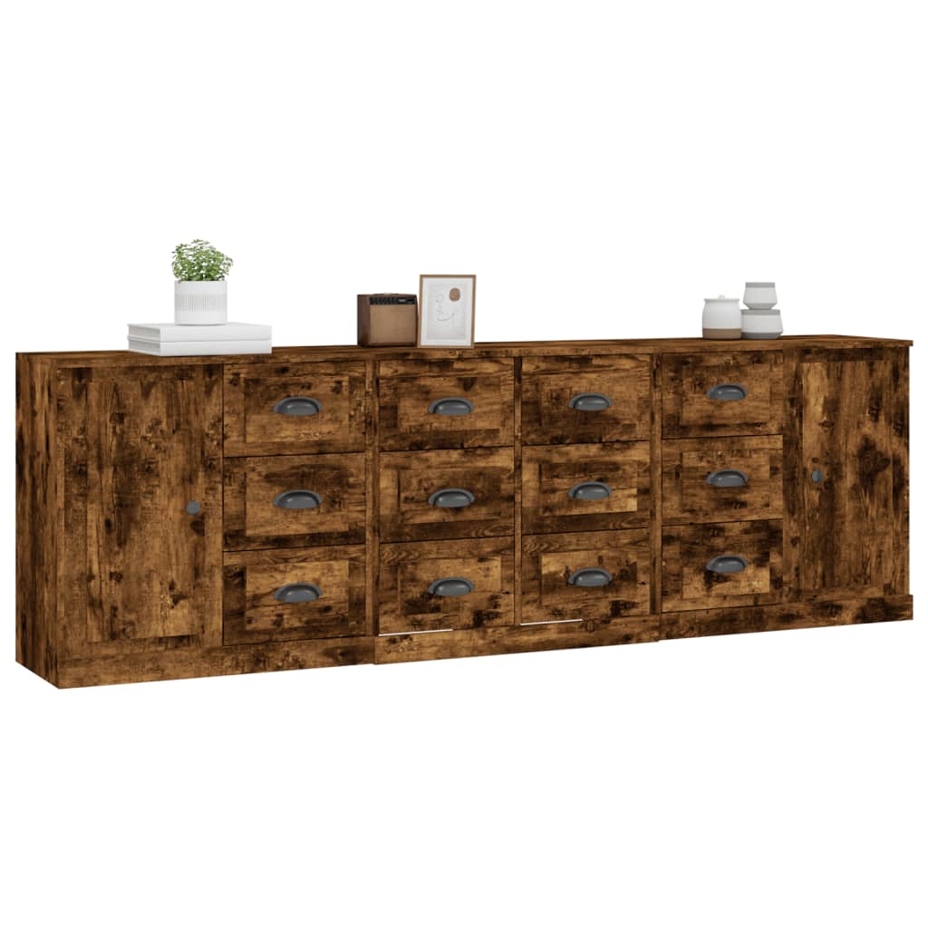 Buffets 3 pcs en bois travaillé.