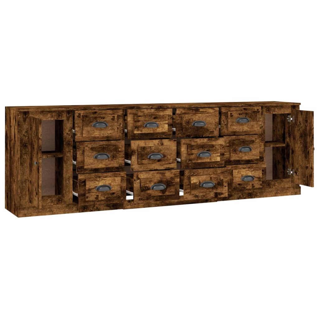 Buffets 3 pcs en bois travaillé.