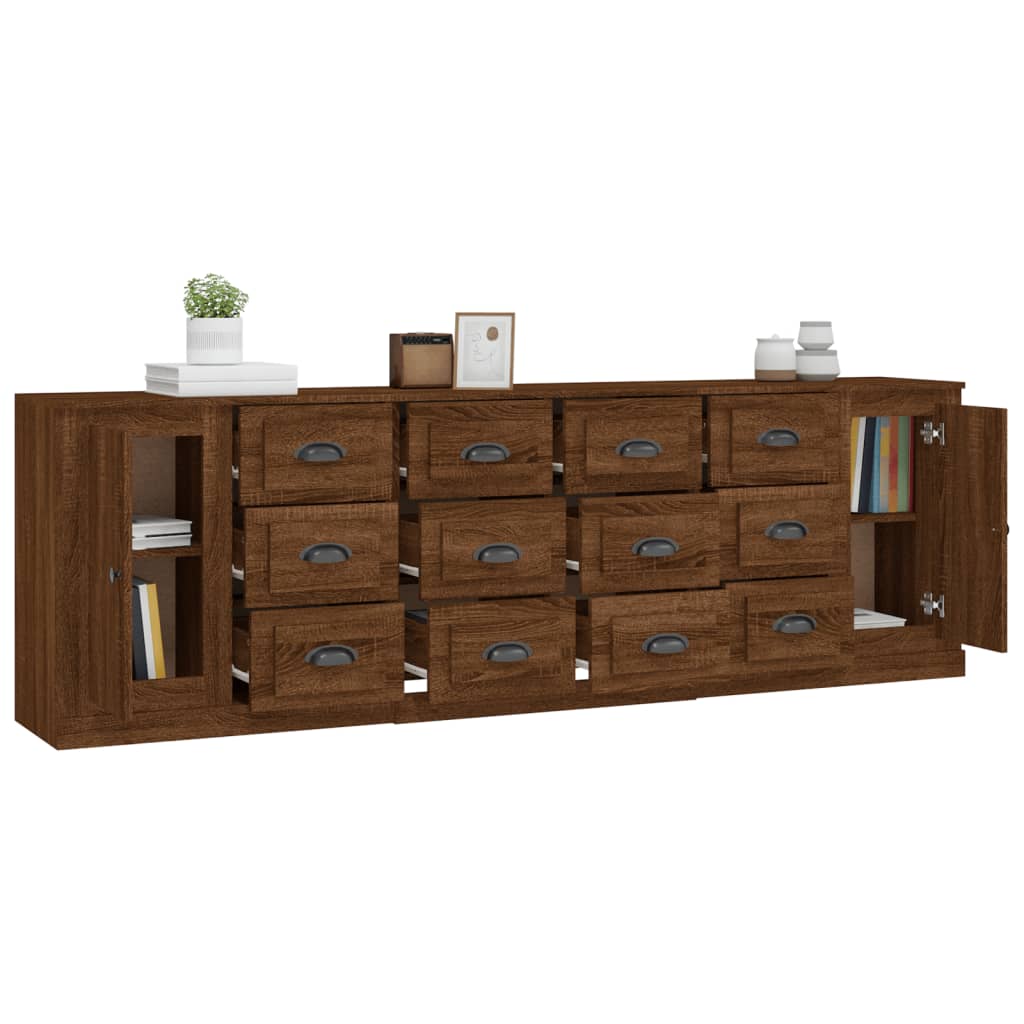 Buffets 3 pcs en bois travaillé.