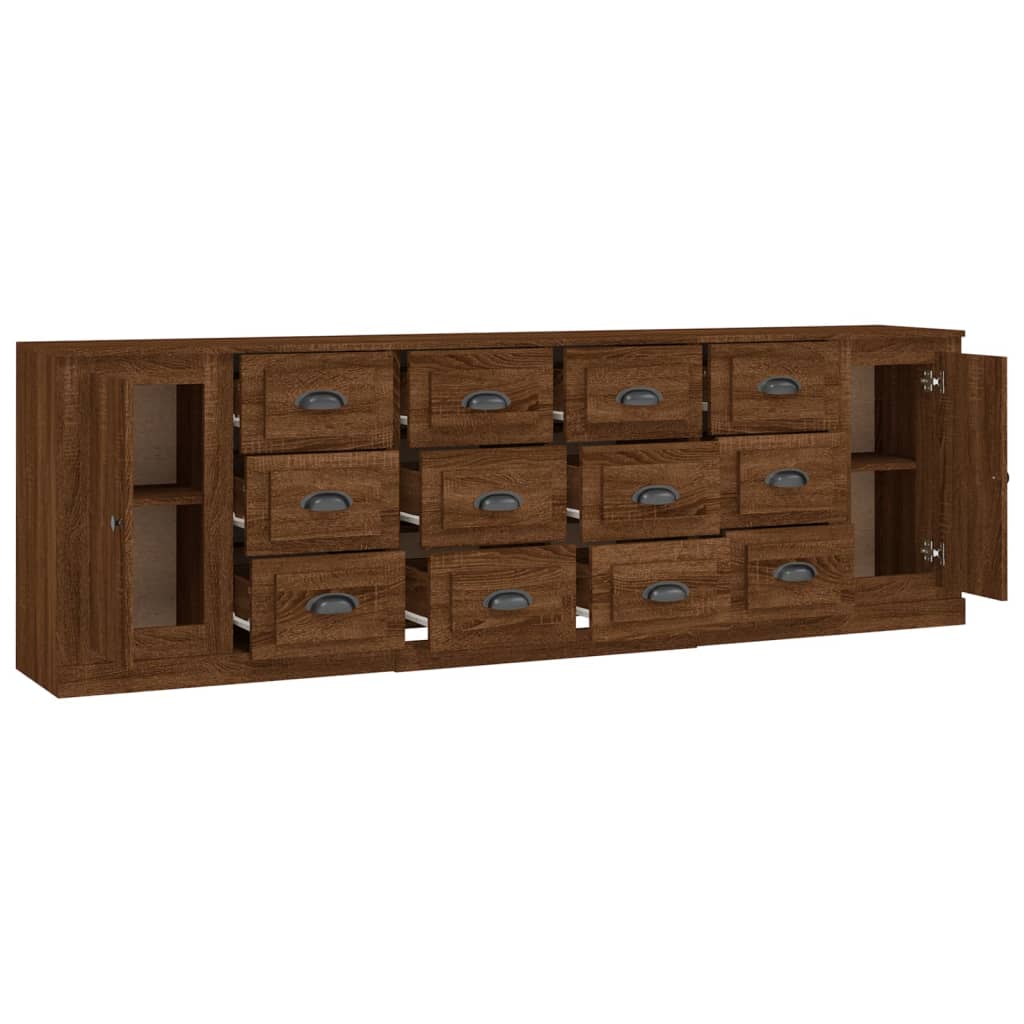 Buffets 3 pcs en bois travaillé.