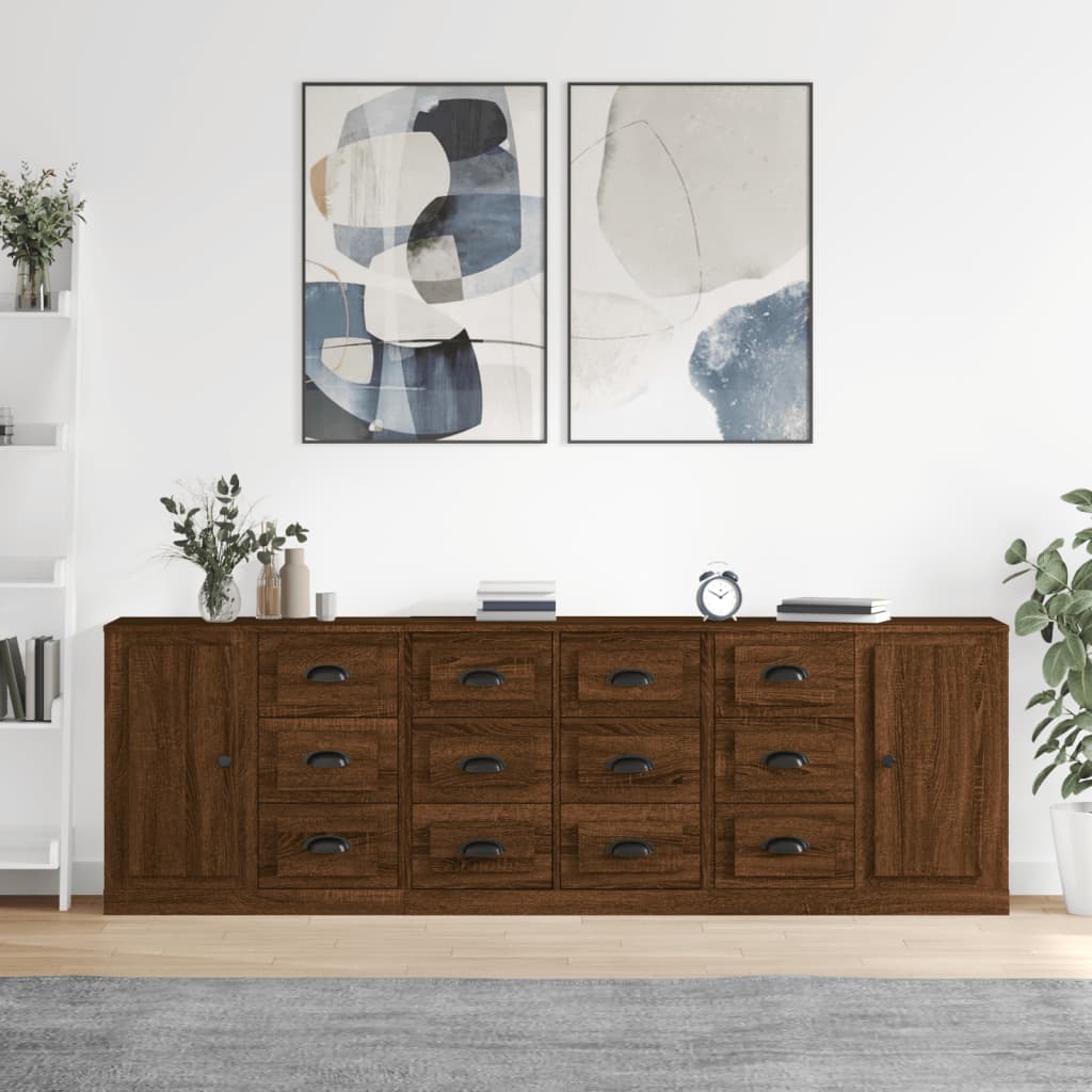 Buffets 3 pcs en bois travaillé.