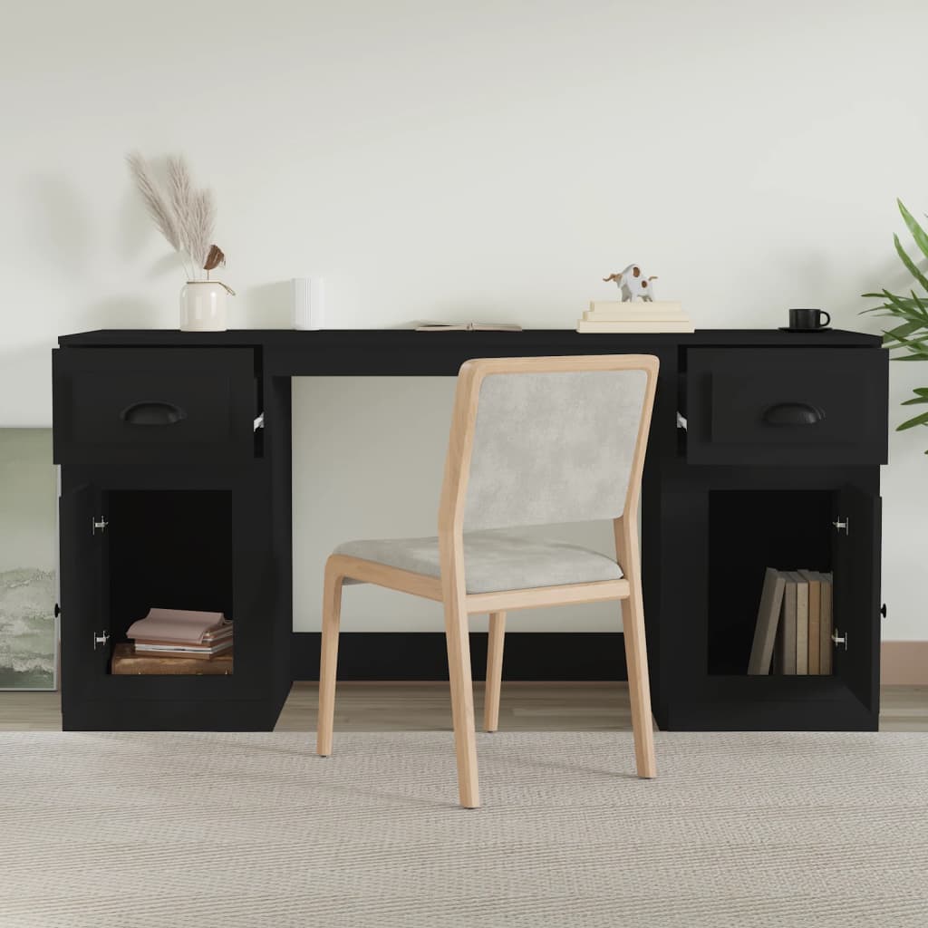 Bureau avec placard en bois couleur chêne