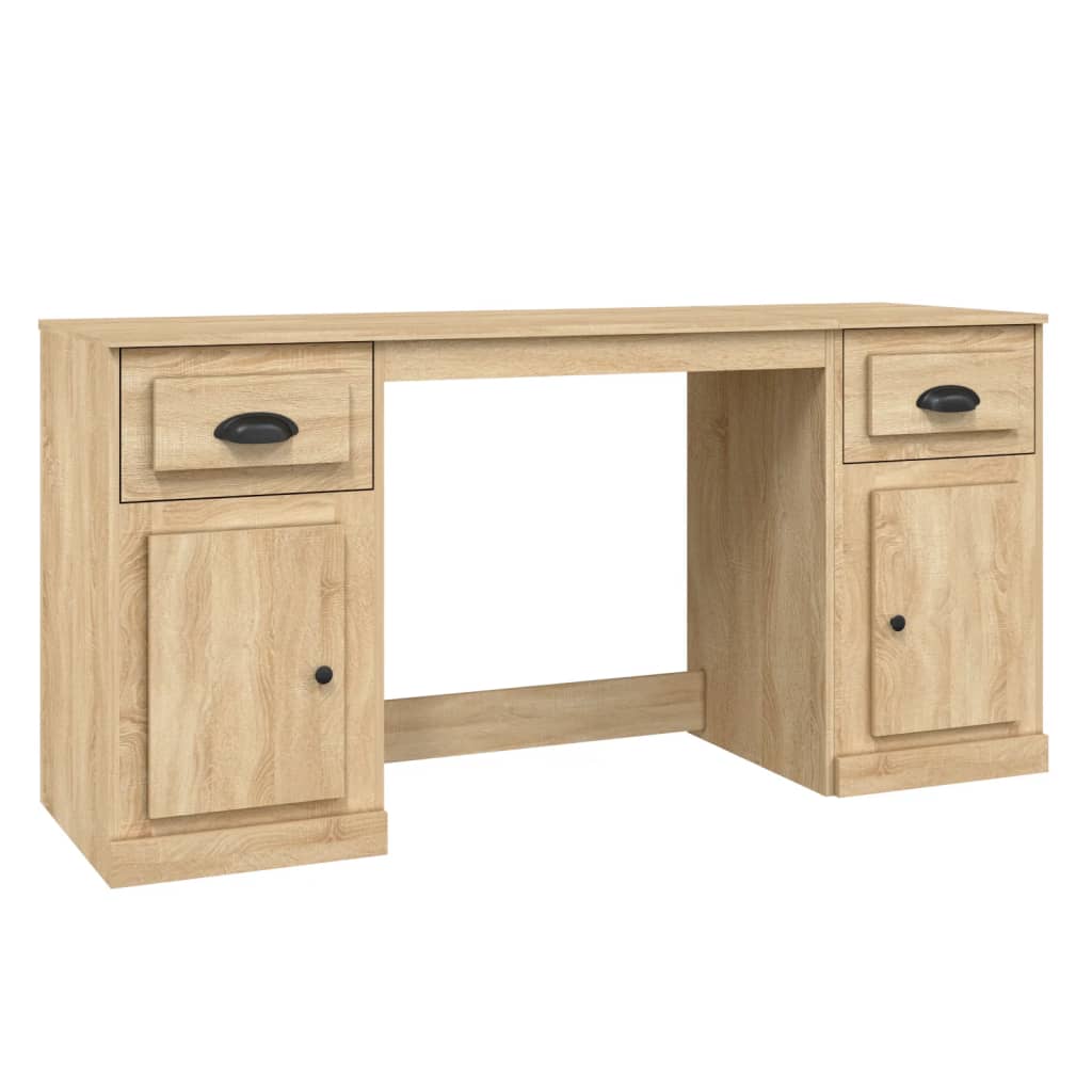 Bureau avec placard en bois couleur chêne