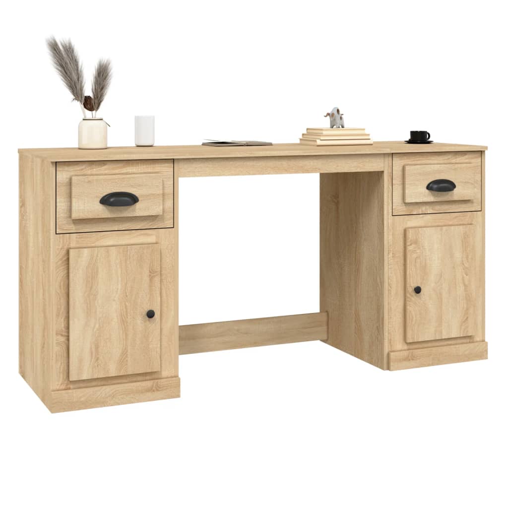 Bureau avec placard en bois couleur chêne