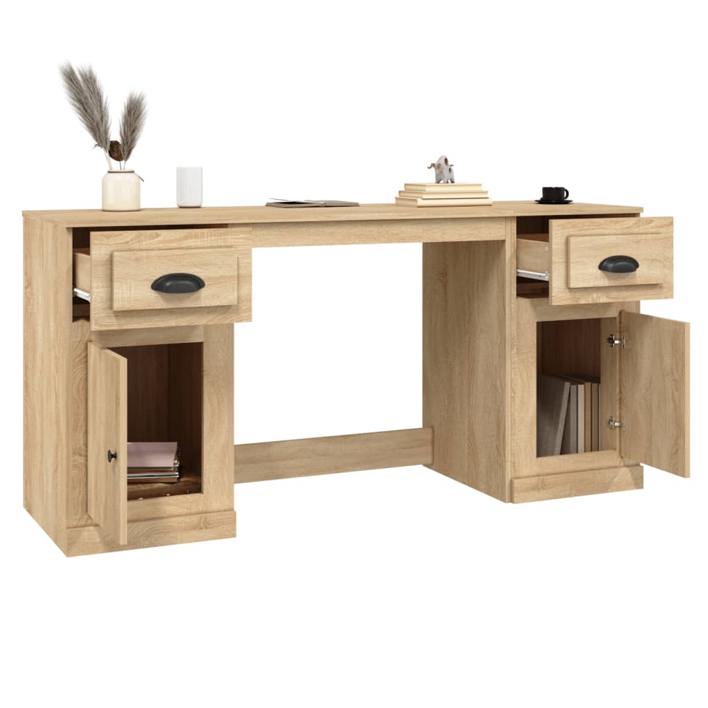 Bureau avec placard en bois couleur chêne