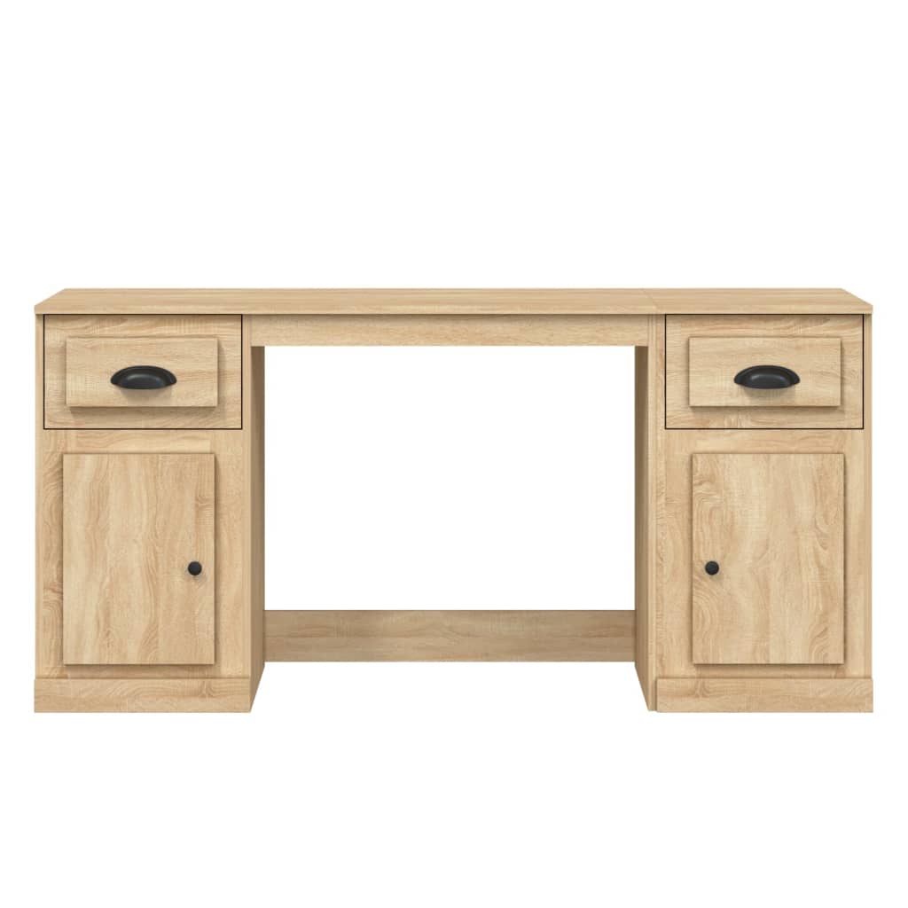 Bureau avec placard en bois couleur chêne