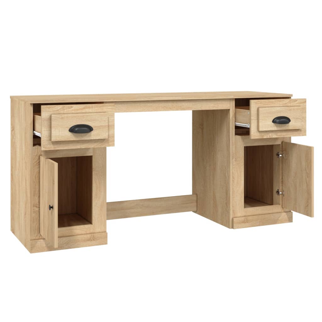 Bureau avec placard en bois couleur chêne