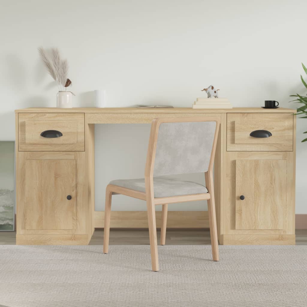 Bureau avec placard en bois couleur chêne