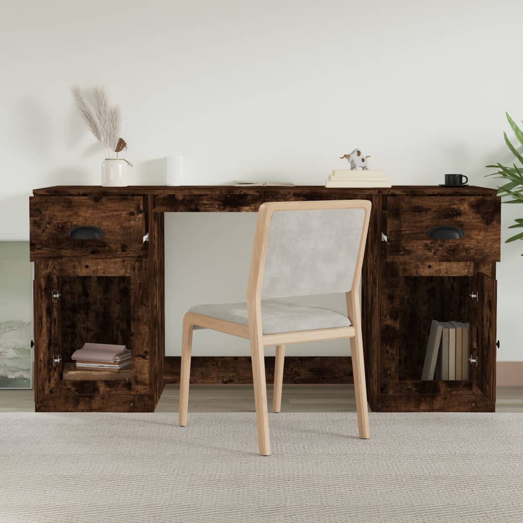 Bureau avec placard en bois couleur chêne