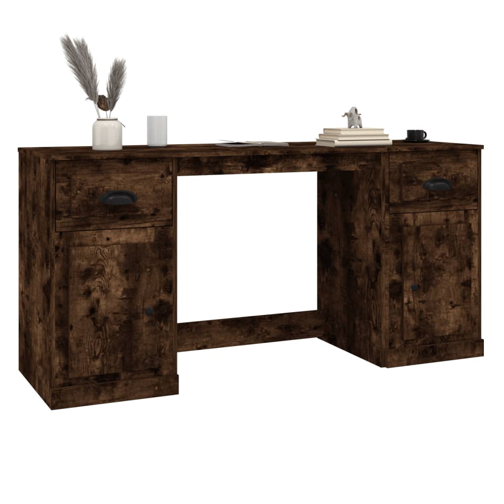 Bureau avec placard en bois couleur chêne