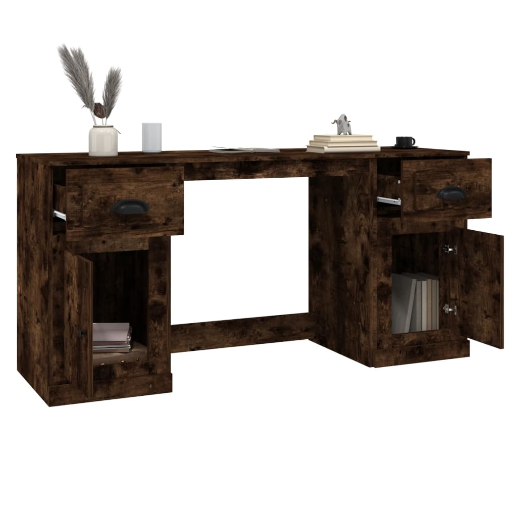 Bureau avec placard en bois couleur chêne