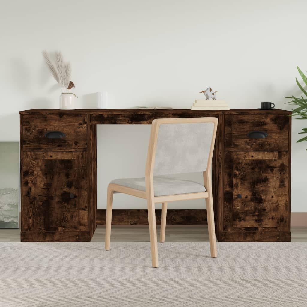 Bureau avec placard en bois couleur chêne