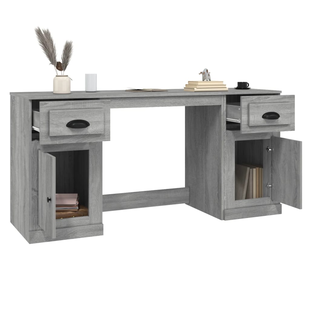 Bureau avec placard en bois couleur chêne