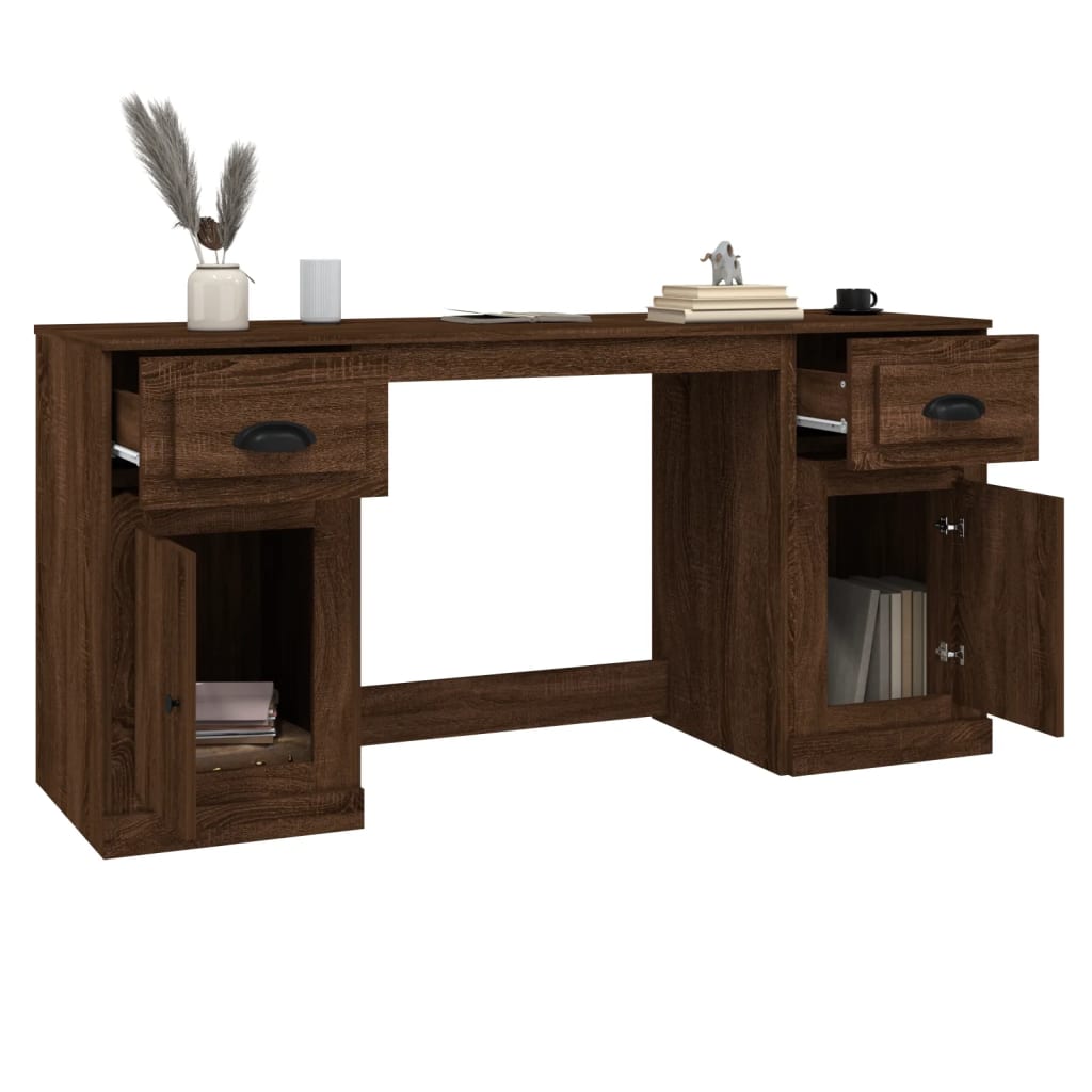 Bureau avec placard en bois couleur chêne