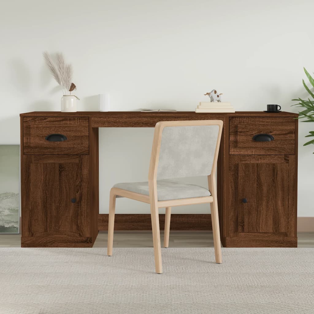 Bureau avec placard en bois couleur chêne