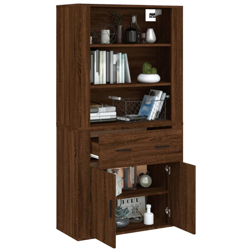 Armoire haute en bois couleur chêne