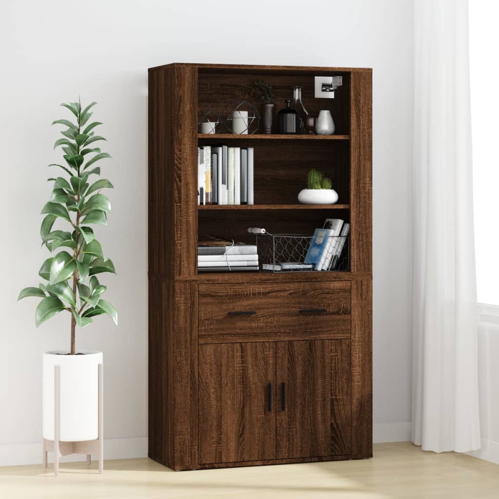 Armoire haute en bois couleur chêne