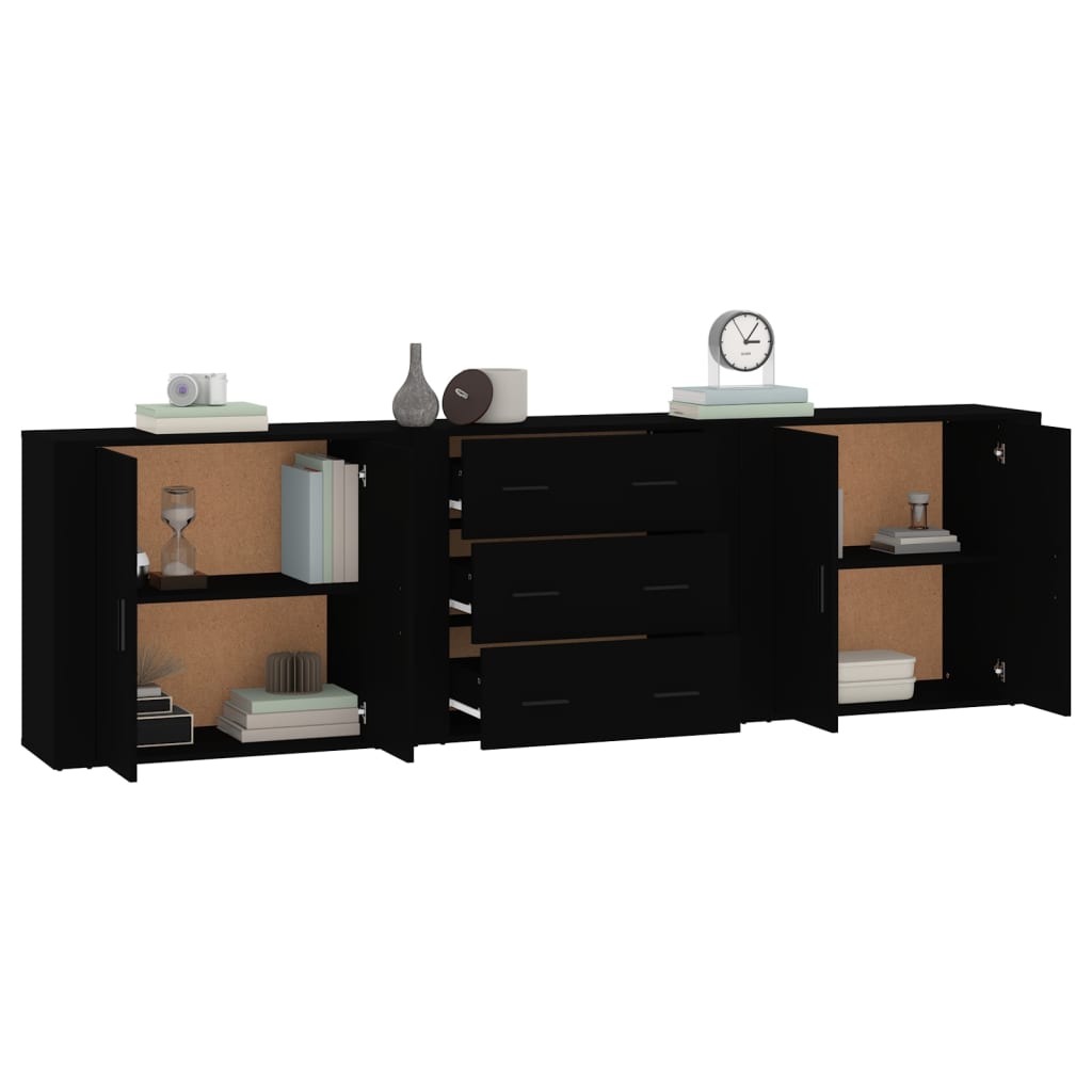 Buffets 3 pcs en bois travaillé.