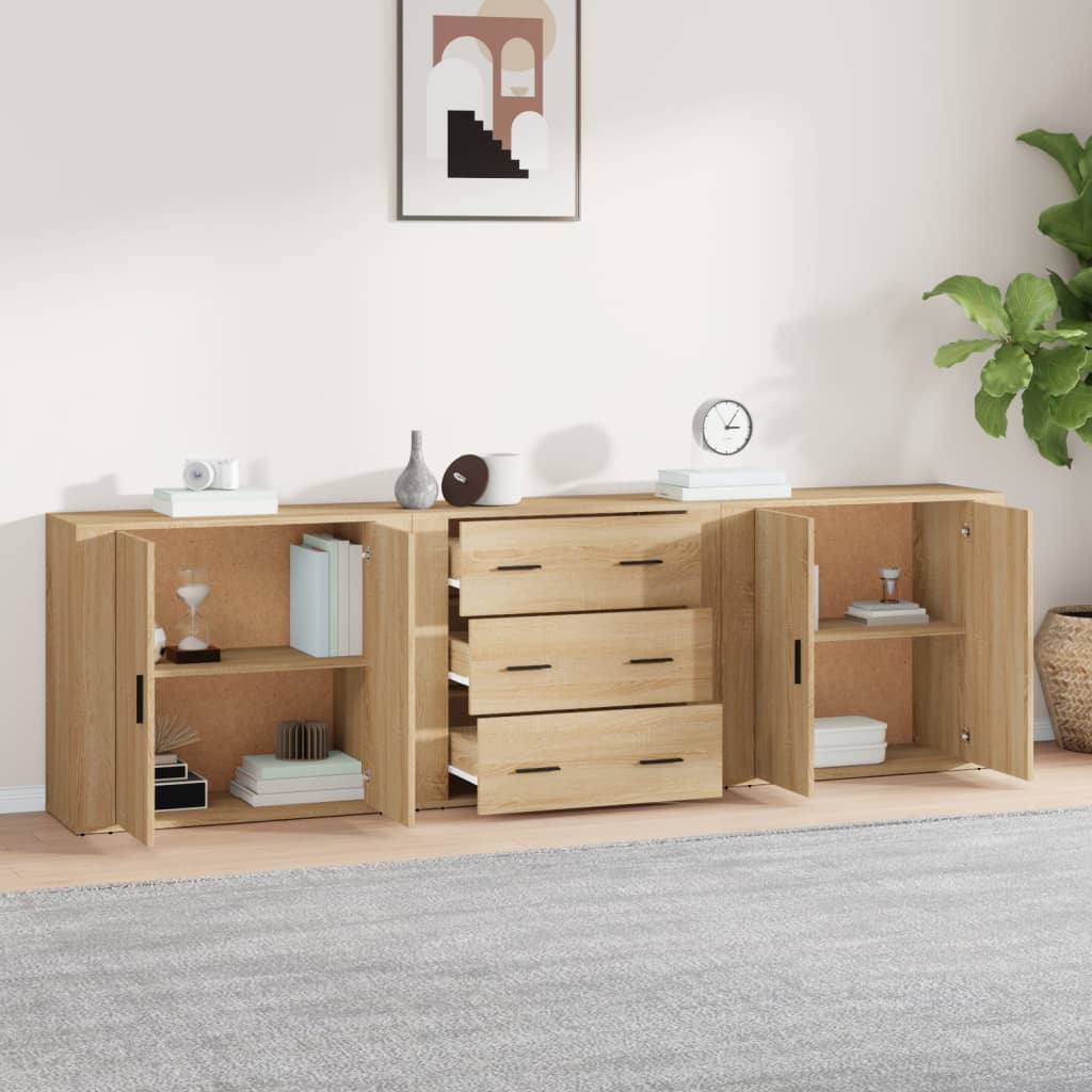 Buffets 3 pcs en bois travaillé.