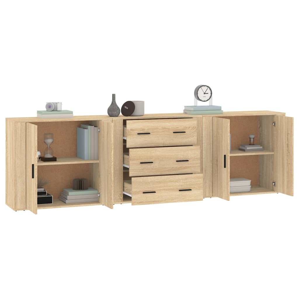 Buffets 3 pcs en bois travaillé.