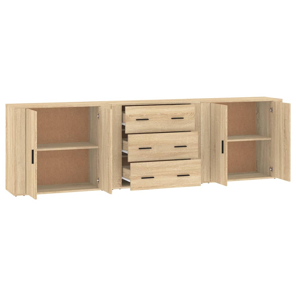 Buffets 3 pcs en bois travaillé.