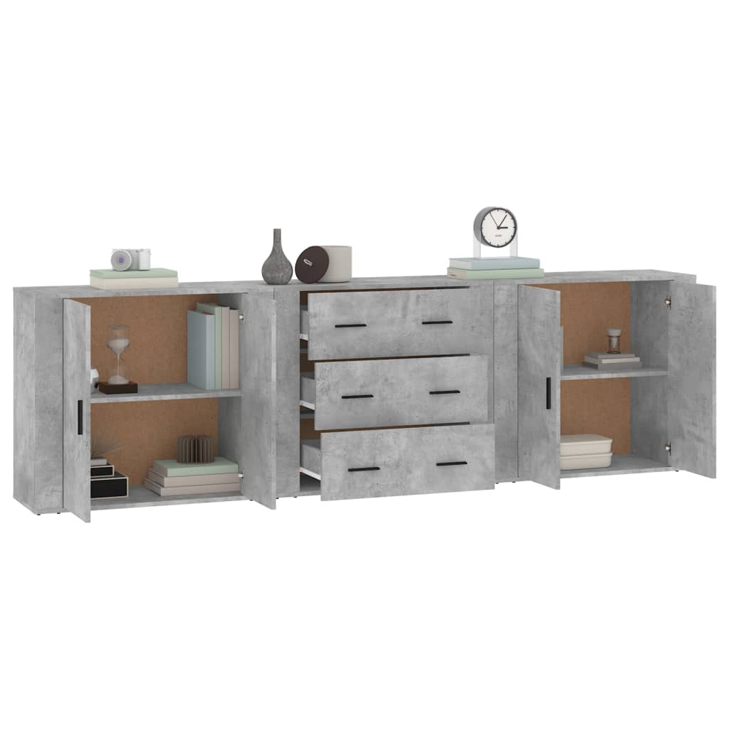 Buffets 3 pcs en bois travaillé.