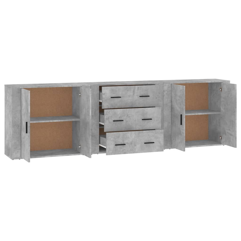 Buffets 3 pcs en bois travaillé.