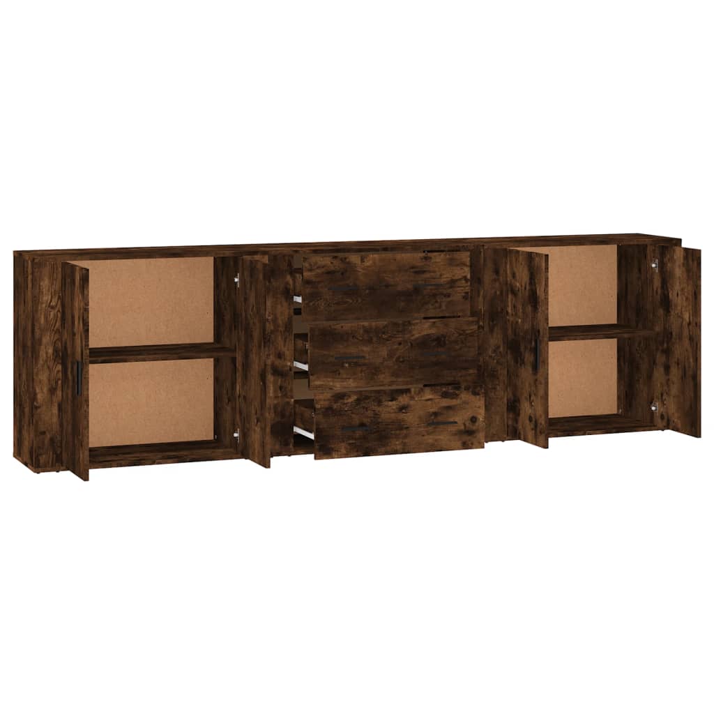 Buffets 3 pcs en bois ouvré couleur chêne