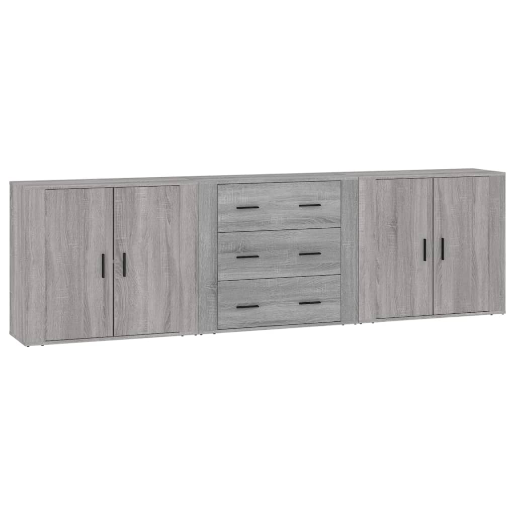 Buffets 3 pcs en bois ouvré couleur chêne