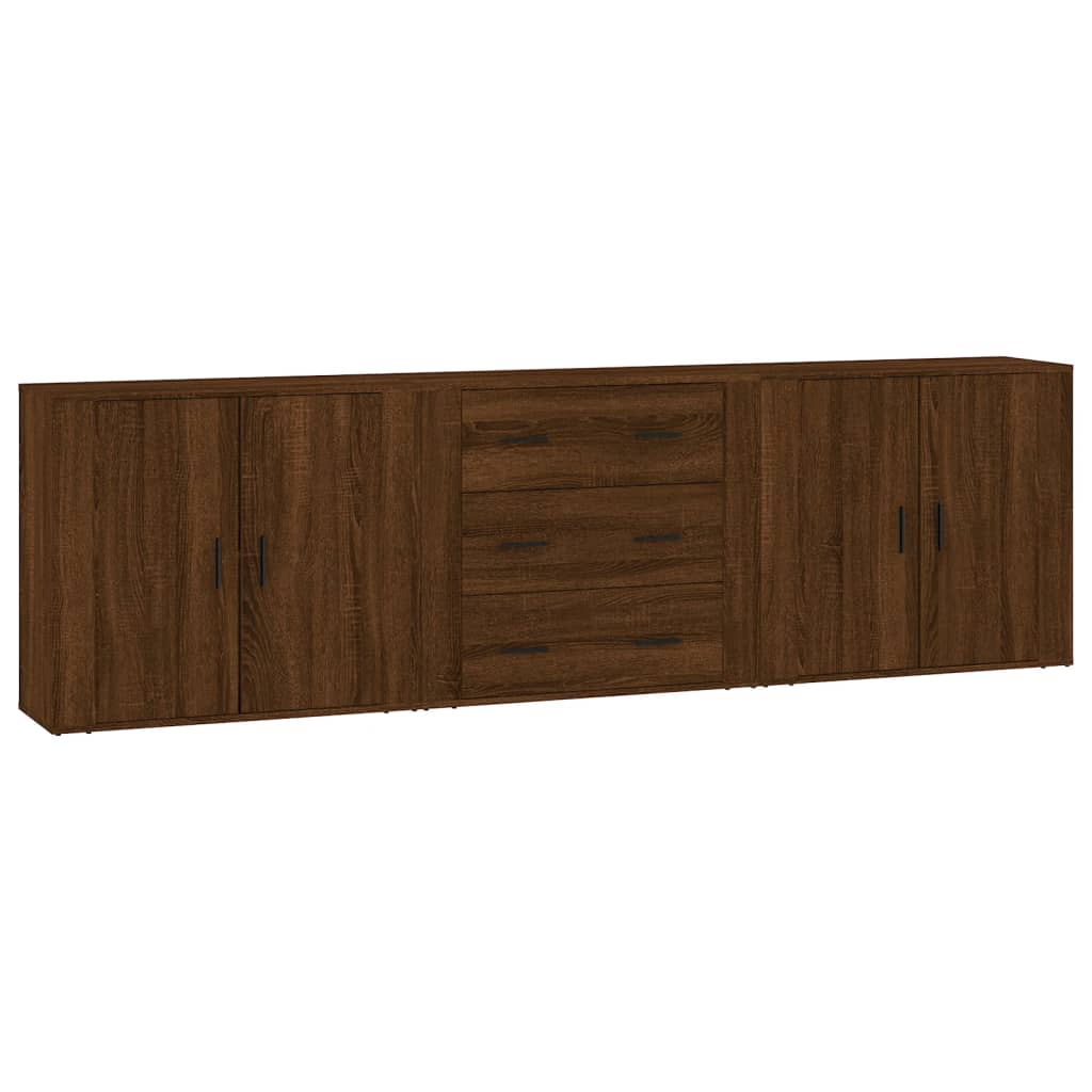 Buffets 3 pcs en bois ouvré couleur chêne