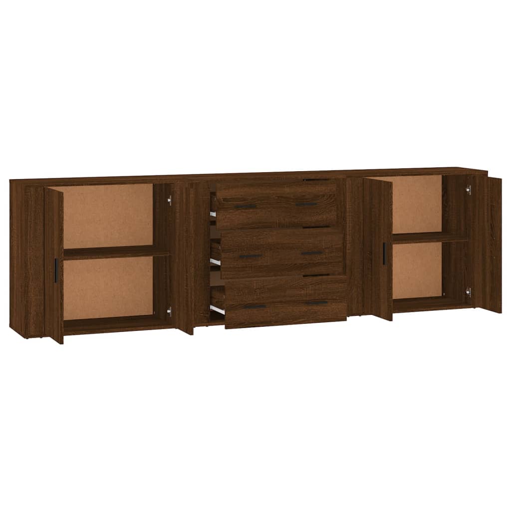 Buffets 3 pcs en bois ouvré couleur chêne