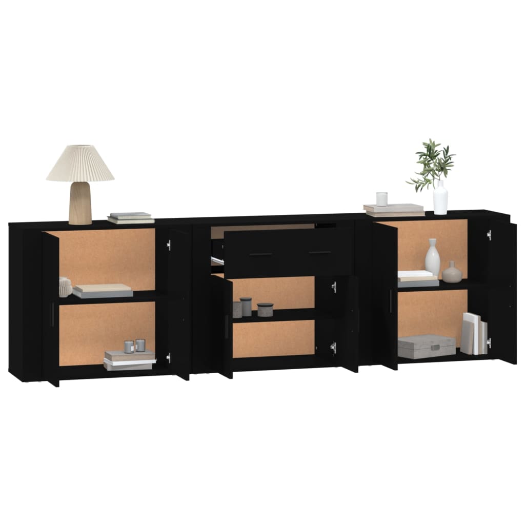 Buffets 3 pcs en bois ouvré couleur chêne