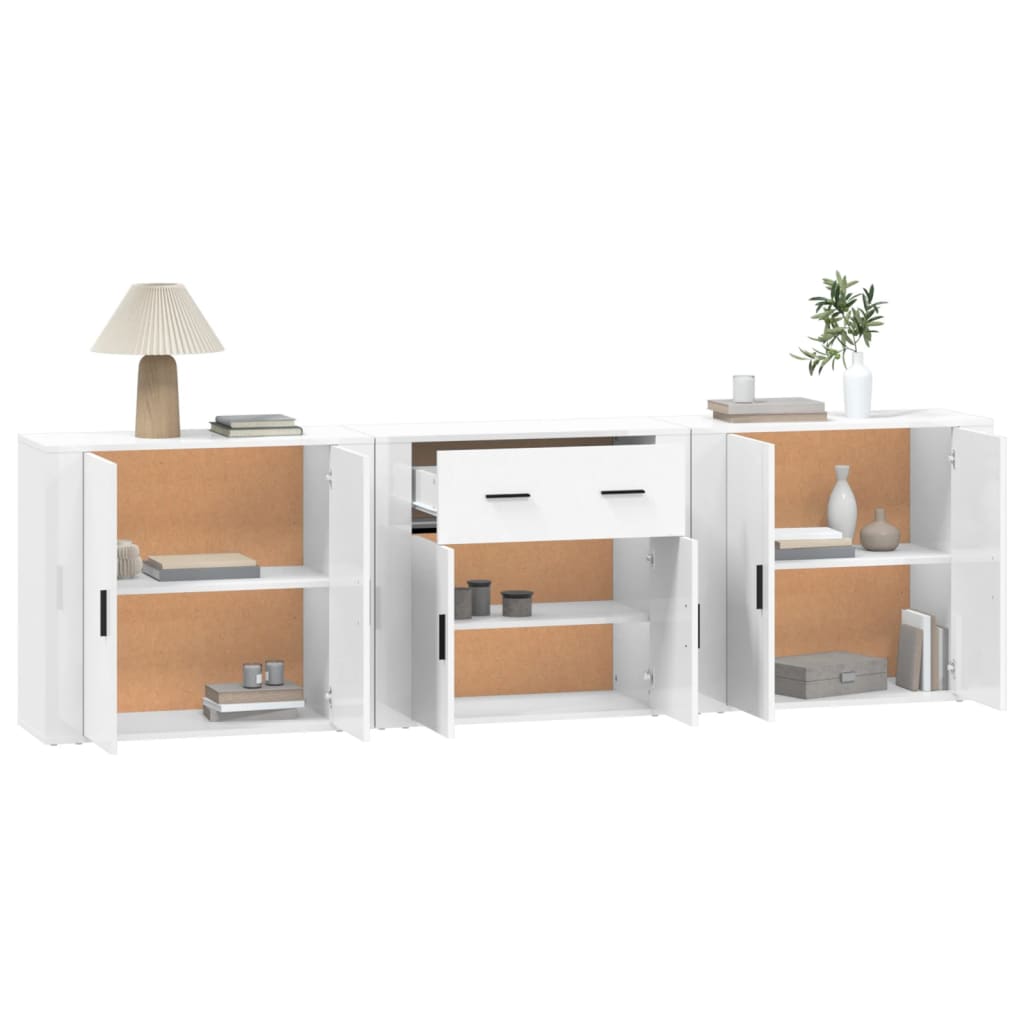 Buffets 3 pcs en bois ouvré couleur chêne