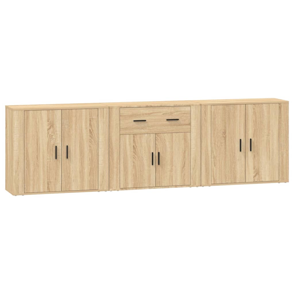 Buffets 3 pcs en bois ouvré couleur chêne