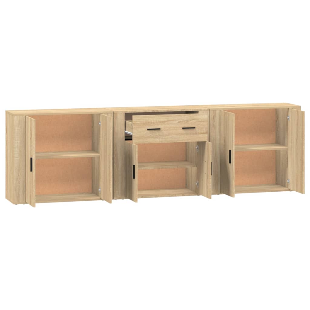 Buffets 3 pcs en bois ouvré couleur chêne