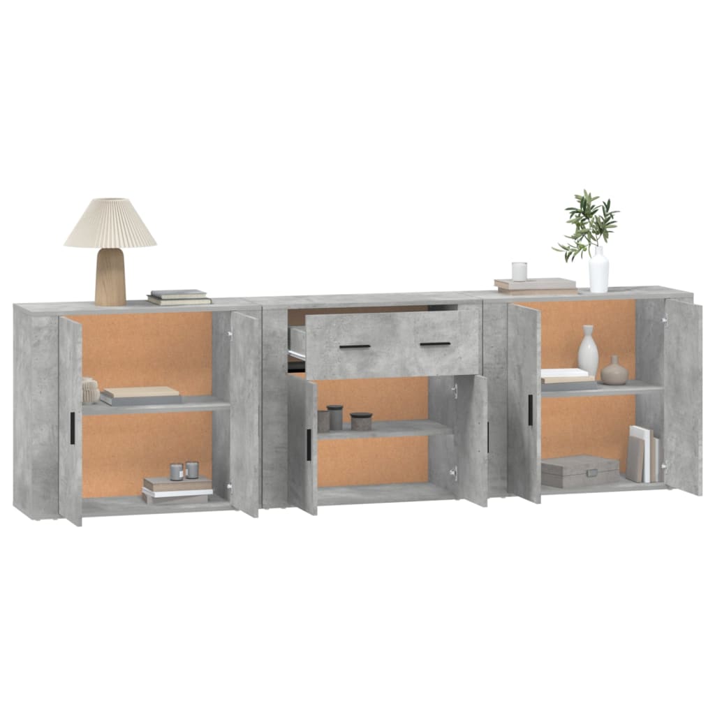 Buffets 3 pcs en bois ouvré couleur chêne