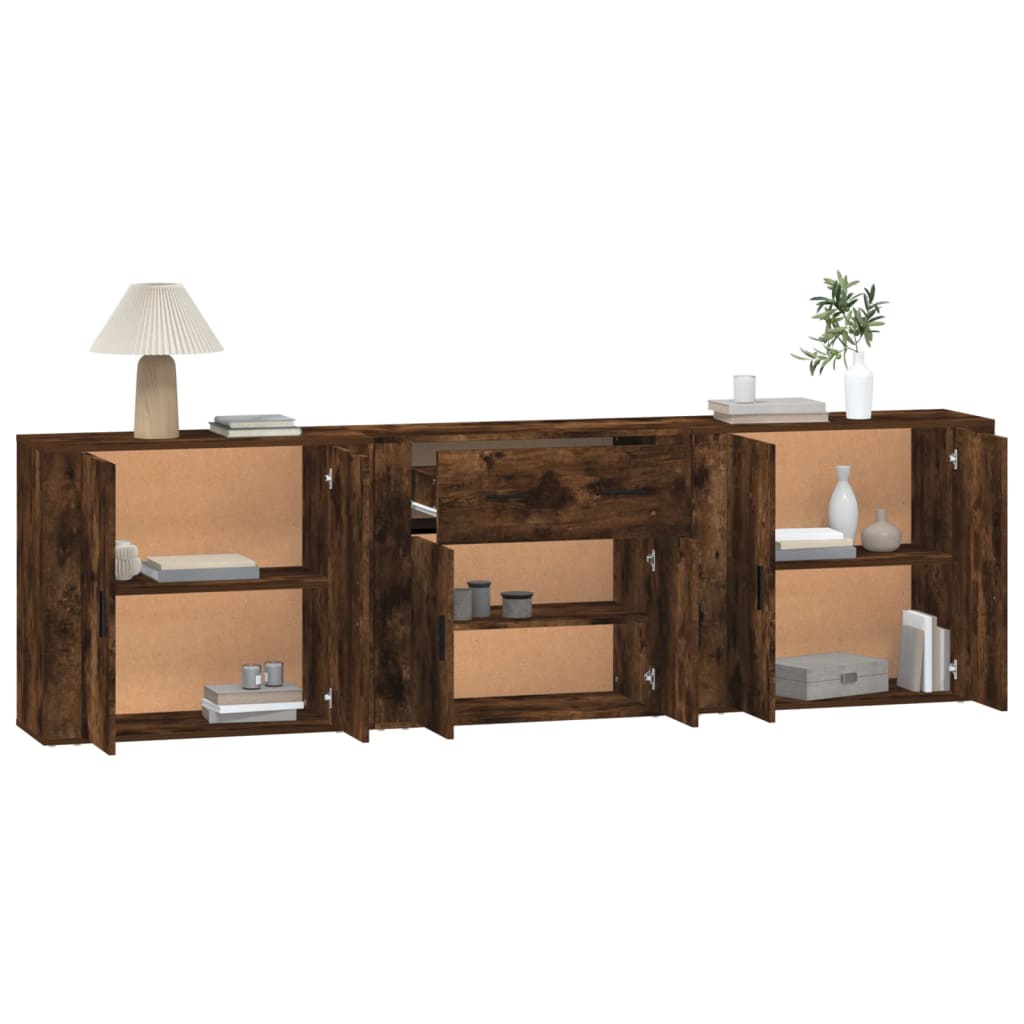 Buffets 3 pcs en bois ouvré couleur chêne