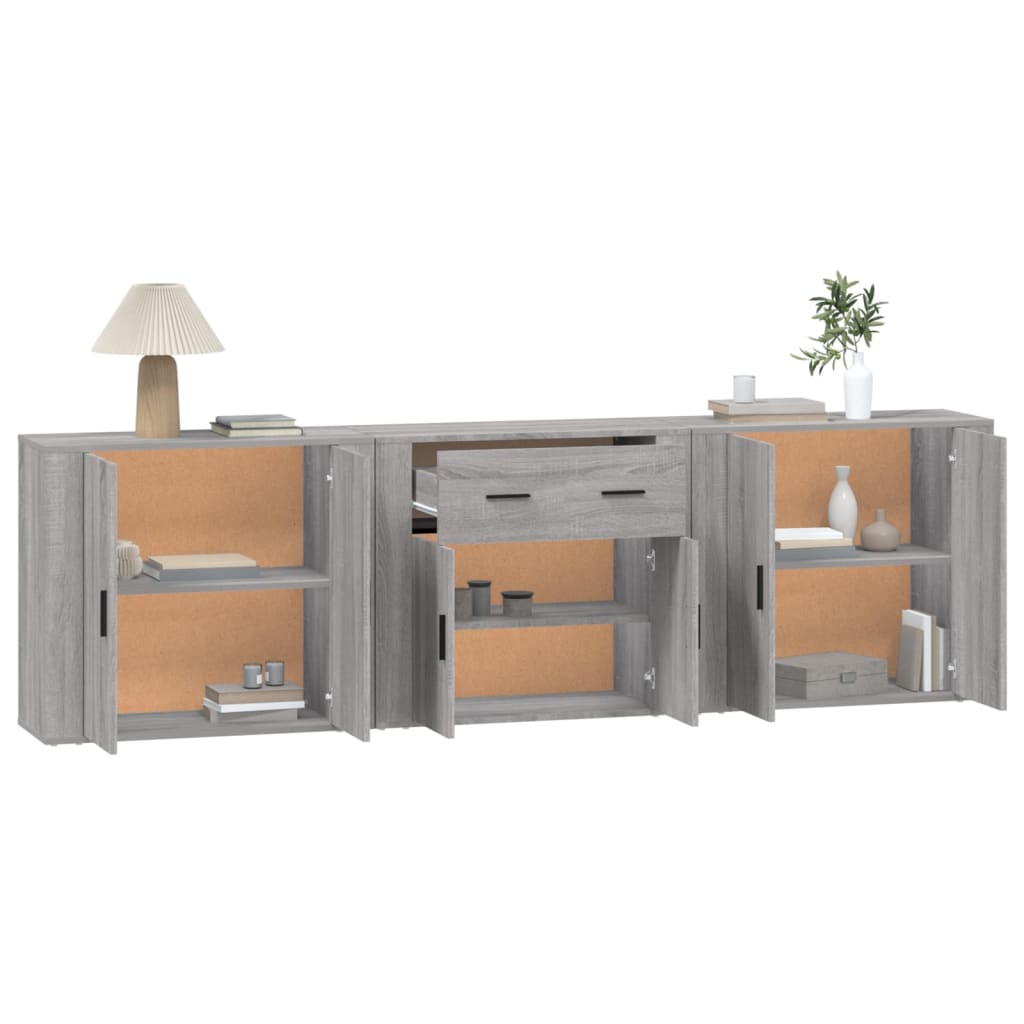 Buffets 3 pcs en bois ouvré couleur chêne