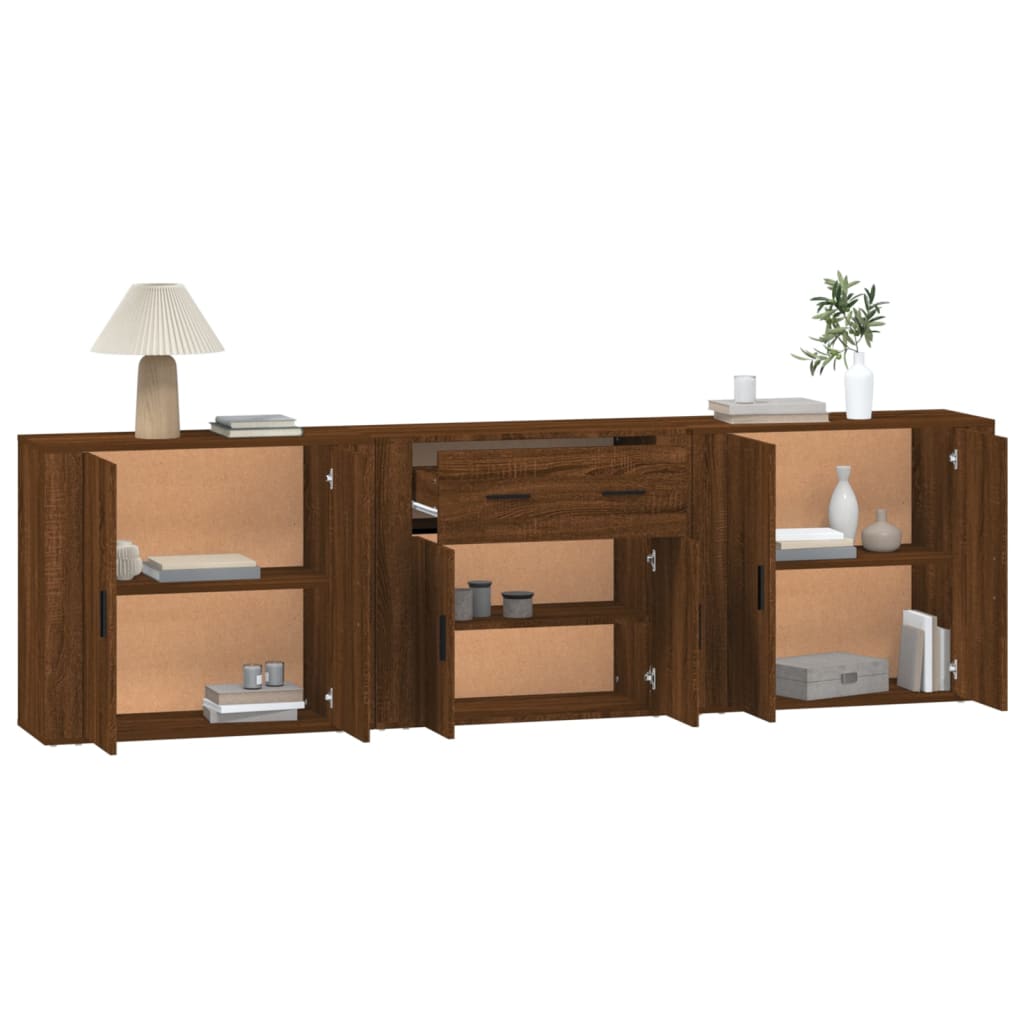 Buffets 3 pcs en bois ouvré couleur chêne