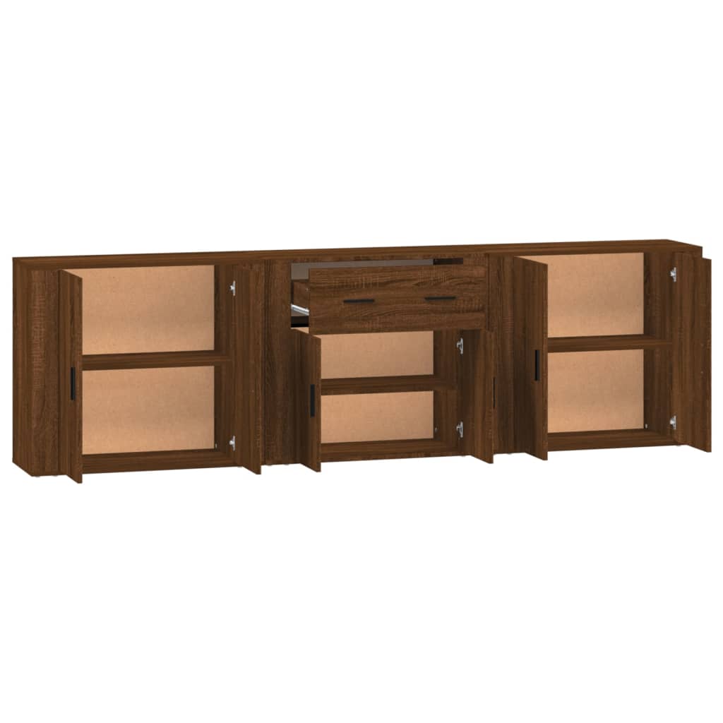 Buffets 3 pcs en bois ouvré couleur chêne