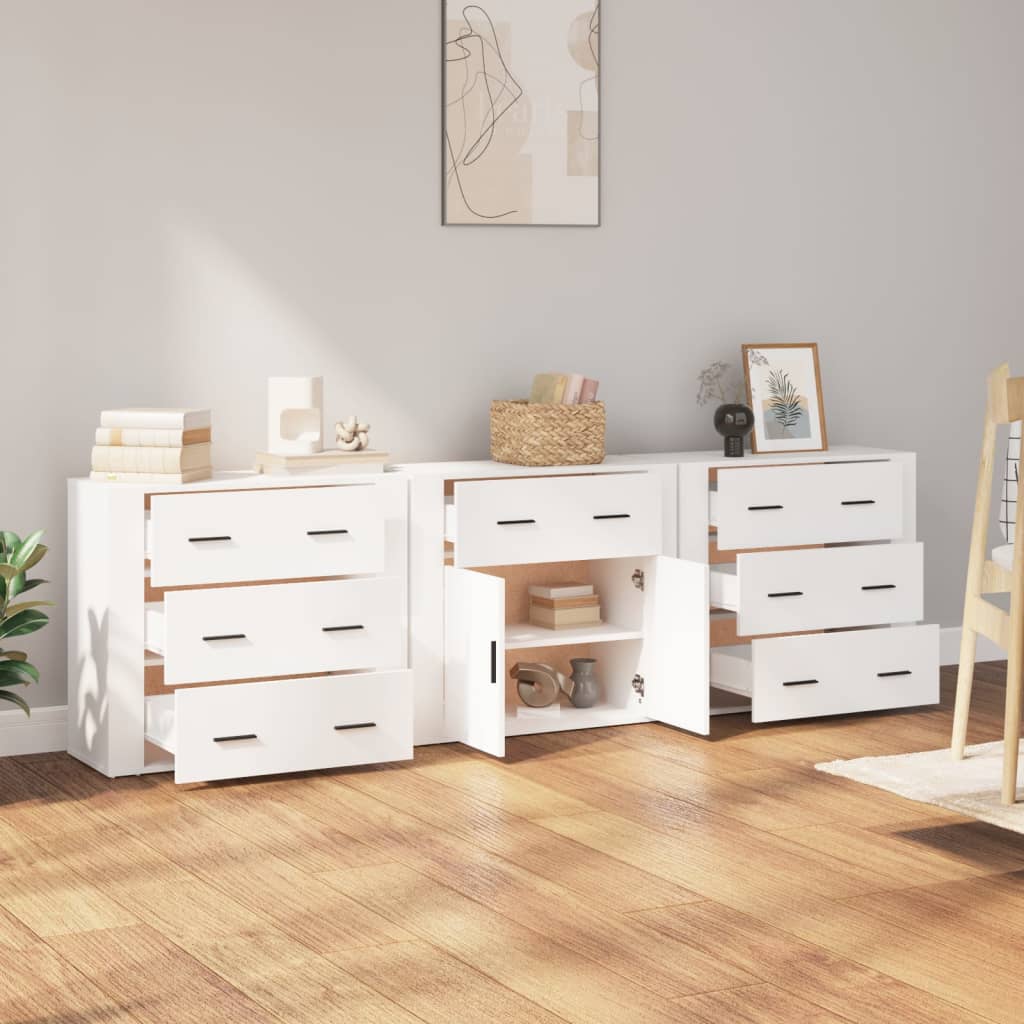 Buffets 3 pcs en bois ouvré couleur chêne