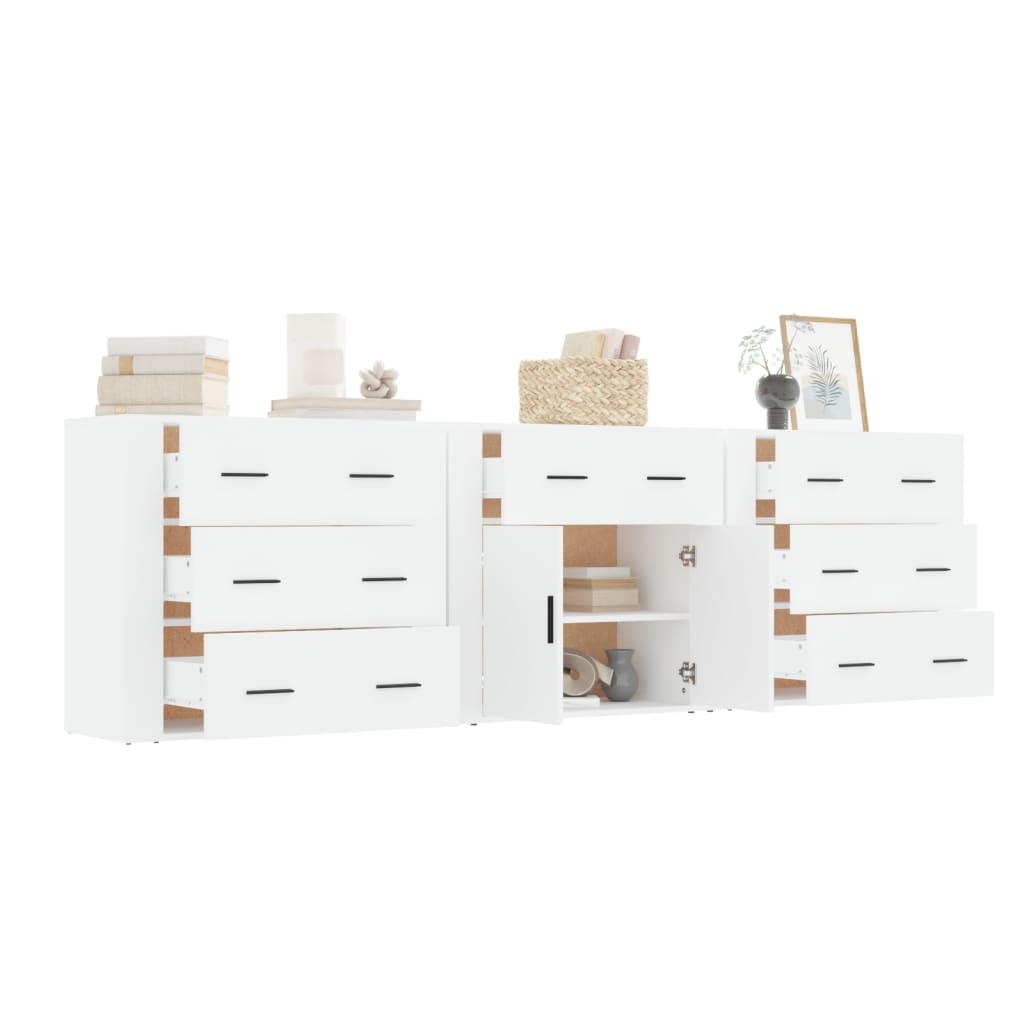 Buffets 3 pcs en bois ouvré couleur chêne