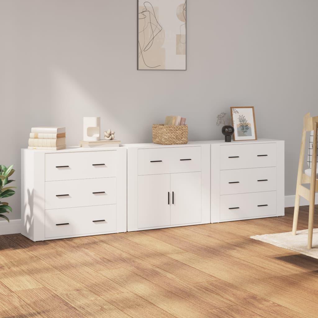 Buffets 3 pcs en bois ouvré couleur chêne