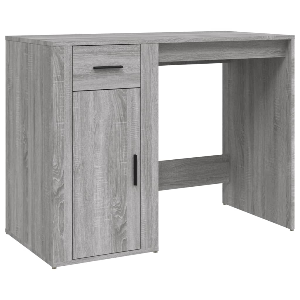 Bureau met kast bewerkt hout