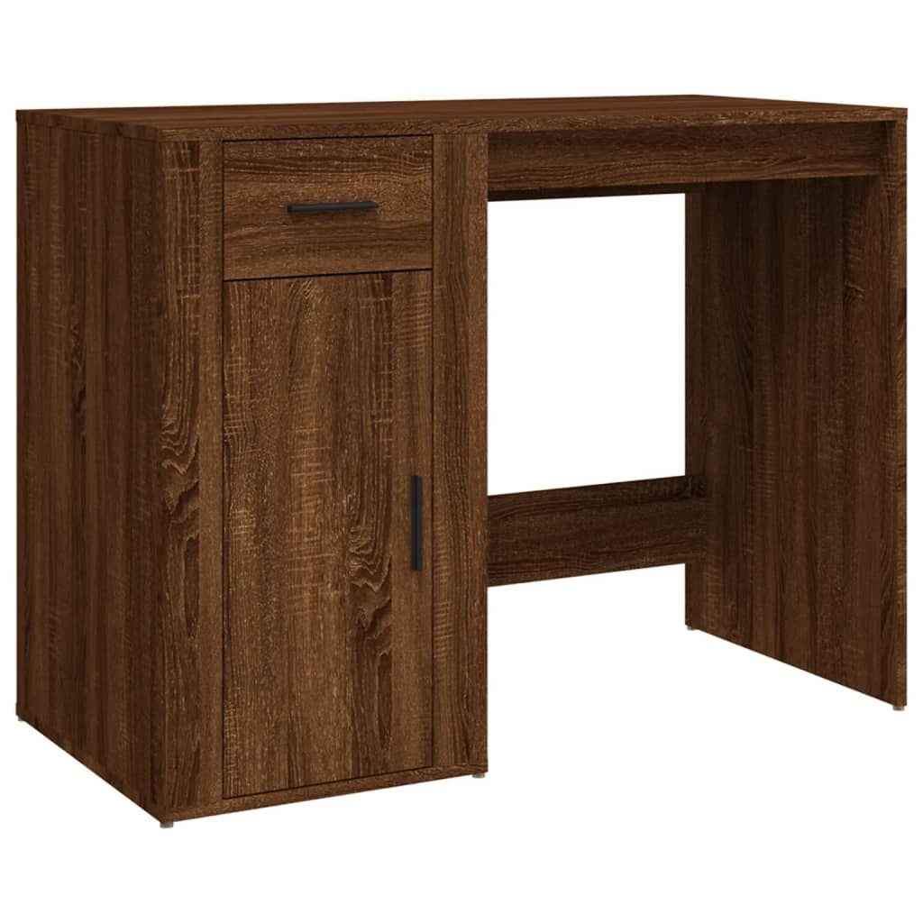 Bureau met kast bewerkt hout