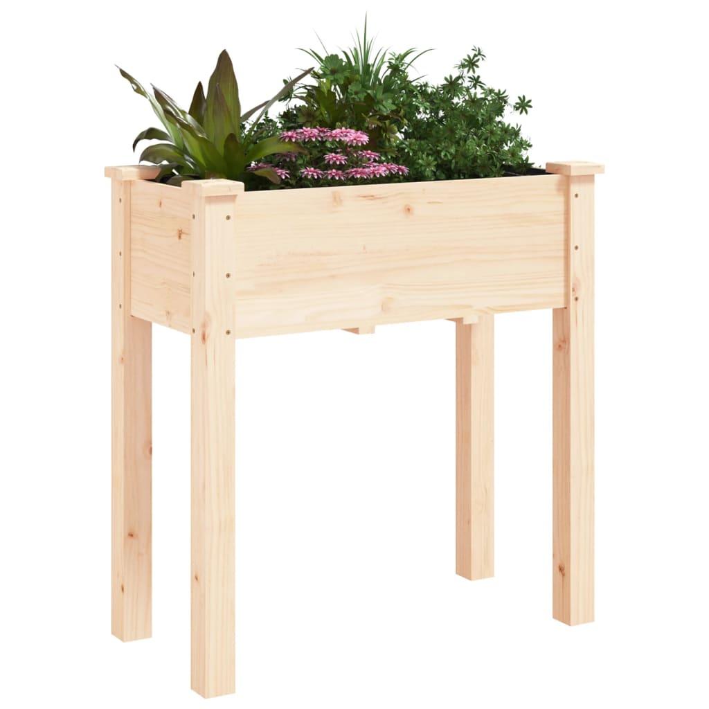 Plantenbak met voering 161x45x76 cm massief vurenhout